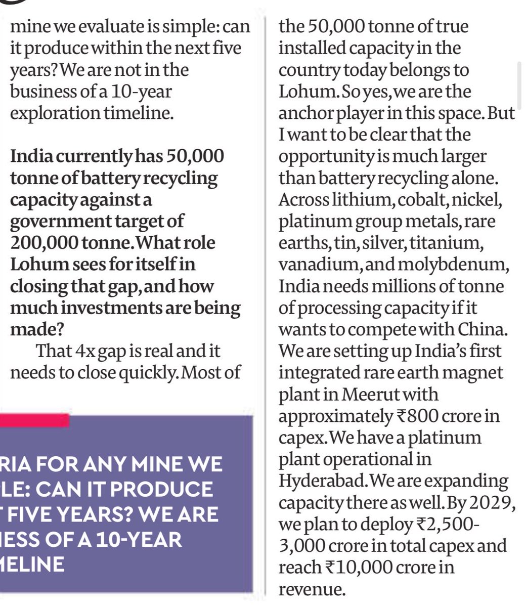 _zeroxinfinity_'s tweet photo. Lohum’s CEO Rajat Verma (IIT Kanpur, Stanford and Harvard grad yes I know WOW) is setting up India’s first rare earth magnet production plant in Meerut.

We need more people like Rajat who chose to come back to India and establish something here. https://t.co/1AGunAGgmI