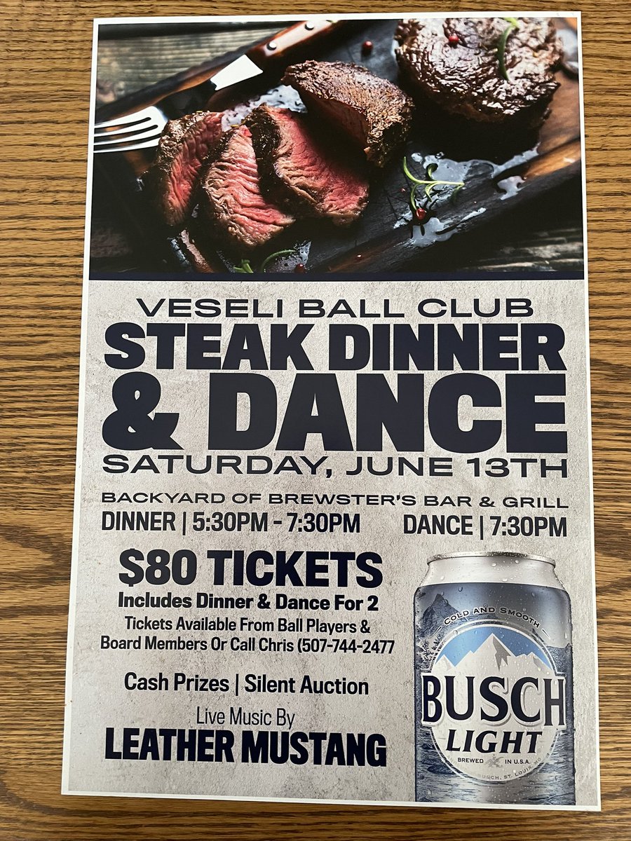 VeseliWarriors's tweet photo. Track down a ball player, board member or Chris. This is a summer event you won’t want to miss! @DRSBaseball @MinnBaseball https://t.co/PGwrtyTVfz