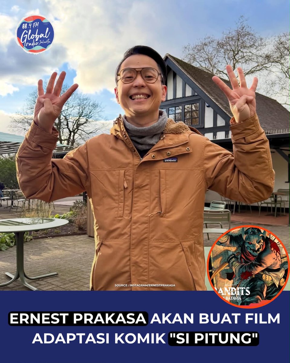 884GlobalRadio's tweet photo. Global People! Melalui Instagram pribadinya Ernest Prakasa mengumumkan akan mengadaptasi komik “Bandits of Batavia” karya @BryanValenza menjadi sebuah film🎬
#GlobalRadio #ernestprakasa #sipitung #banditsofbatavia #imajinari https://t.co/YAACVgxGY8