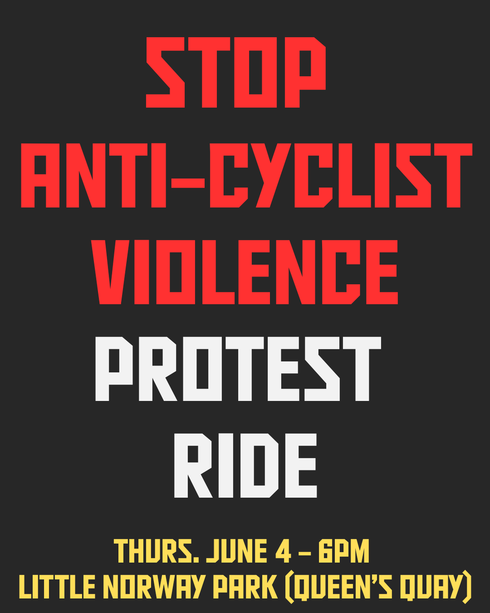 TheBikingLawyer's tweet photo. Given the recent police violence perpetrated against a cyclist on Queen's Quay, TPS' statement in support of that violence and the silence from City Hall, it's probably time we ride.

Strength in numbers.

Bring friends. Share widely. Ride bikes. https://t.co/bi741AWMDR