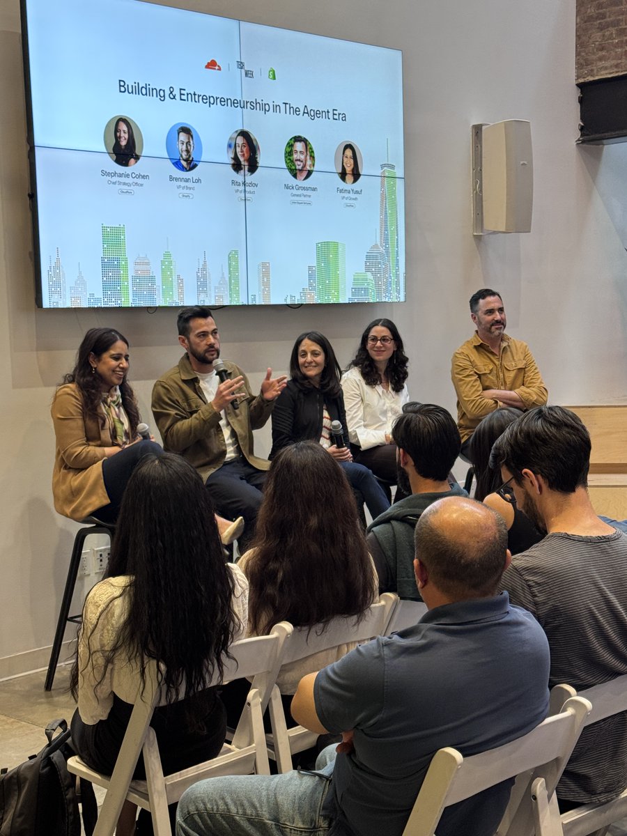 Techweek_'s tweet photo. @Shopify opens its SoHo doors at #NYTechWeek for a deep dive into the next frontier of autonomous systems, along with experts from @Cloudflare and @usv.

@ritakozlov
@bloh
@nickgrossman https://t.co/pDTe8IxKsV