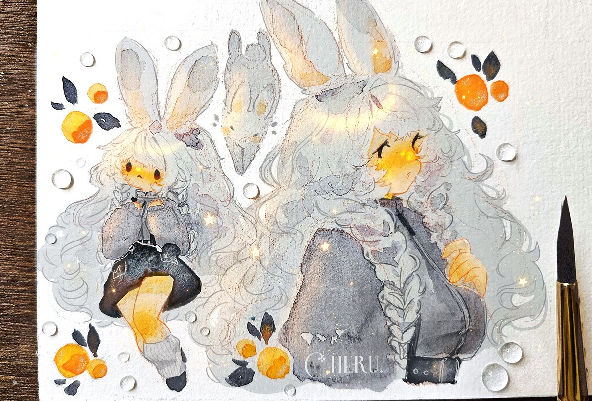 CheruleanArt's tweet photo. A previous watercolor page 🍊 https://t.co/2wYVXep9ad