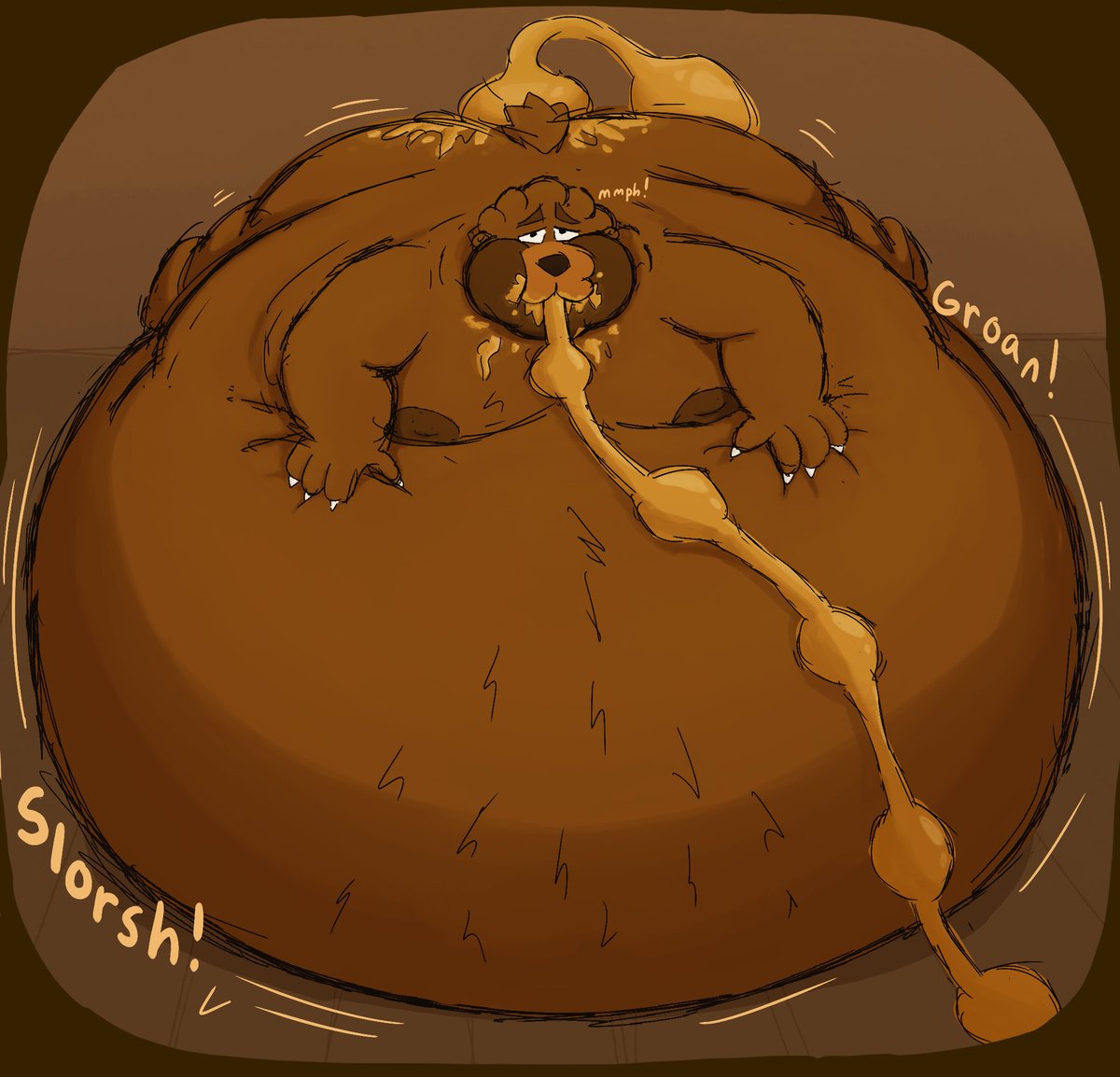 Pocket_Pig's tweet photo. What happens when a bear likes honey a bit TOO much 
🐻: @BurstingBearKD https://t.co/okMGgRgCcb