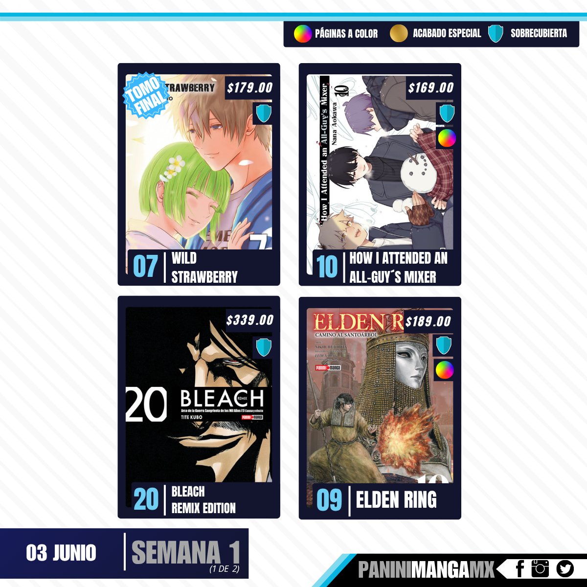 MangaMexico's tweet photo. ✅ Panini México presenta su #ChecklistPanini que saldrá para la 1ª semana de junio: ¡7 novedades! Destacando las continuaciones de Elden Ring y la obra de Junji Ito 🔥⚽ ¿Qué esperaban más? 📚 Lista de mangas de Panini ➡️ https://t.co/1kNe6CZNNP https://t.co/348GTdaVrQ