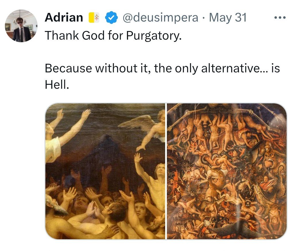 Truth_matters20's tweet photo. Thank God for giving us the Bible, which disproves the lie of Purgatory. https://t.co/uytal4ntcX