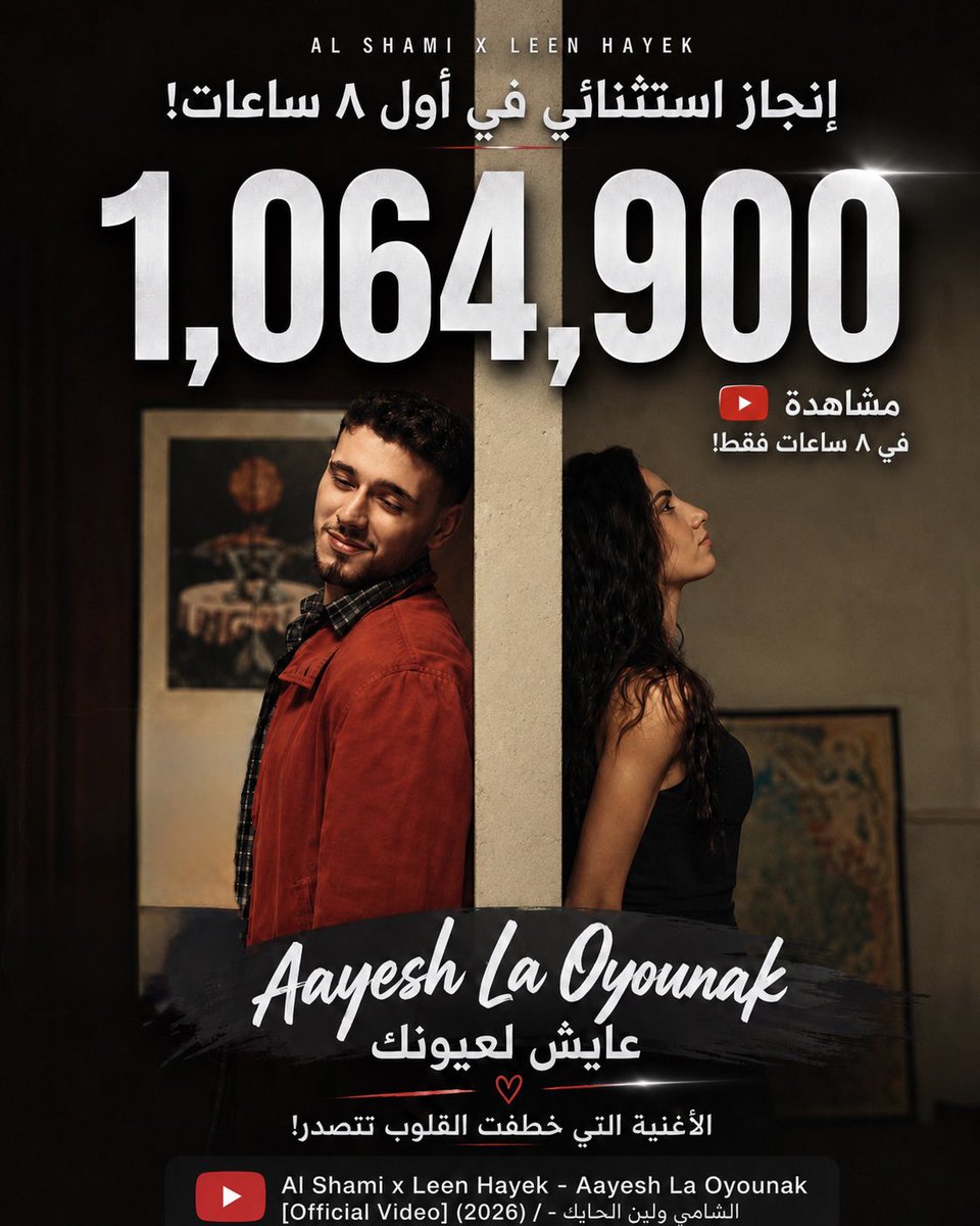 JuoujMog's tweet photo. #الشامي لا يلهث خلف الأرقام ..

بل يصنع الأثر الذي يجعل الأرقام تلهث خلفه ..

حين يكون الصوت مرآة للروح 
تتحول الأرقام إلى مجرد صدى 

مليون مشاهدة في ثمان ساعات !

ليست إلا بصمة صغيرة على طريق 
تأثيره 
الذي يصنع الفرق في عالم متشابه ..
@AlShamiMusic 
#عايش_لعيونك 
#الشامي https://t.co/J5Sy5IG8Op