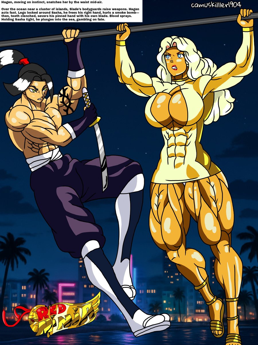camuskilllerArt's tweet photo. Sasha and Hagen Mission in America! 
I hope you like it 🥰🥰🥰
#originalcharacters #muscularwoman https://t.co/ulOFfVaCYF