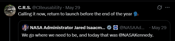 CReusability's tweet photo. Called it! Lets go Blue Origin! https://t.co/sO67HaugnT