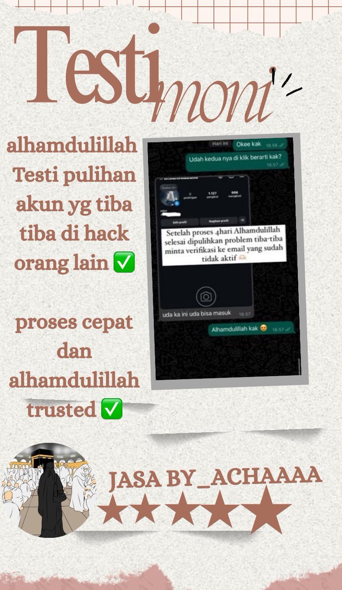 nyecap's tweet photo. thanks for everything 🙏 Alhamdulillah Pemulihan Akun Instagram Yang Tiba Tiba Di Hack Orang Lain Proses Cepat Dan Amanah

🔗Pemulihan akun yang hilang akses/disabled
🔗Penghapusan akun permanen (semua sosmed)

jasa sadap, jasa lacak, jasa hack

Langsung dm wawa mimin di bio ya📩 https://t.co/uewrxVQ6yU