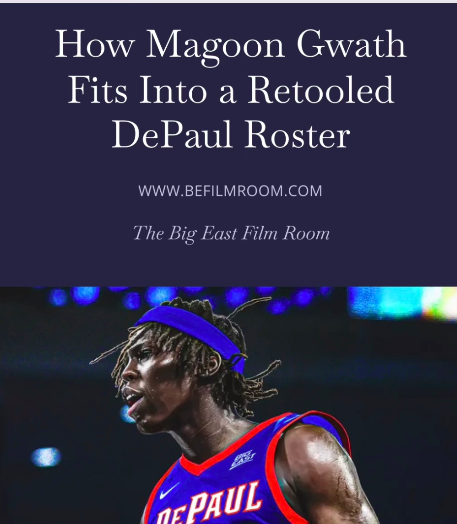 Kevin_Farrahar's tweet photo. Magoon Gwath was a top-10 shot blocker in the country as a freshman and made 46% on catch-and-shoot opportunities as a sophomore last year. 

Here's a deep dive into his game, and his fit for a DePaul team that retooled its frontcourt and upgraded in the portal this spring.

https://t.co/9idgWTuqnH