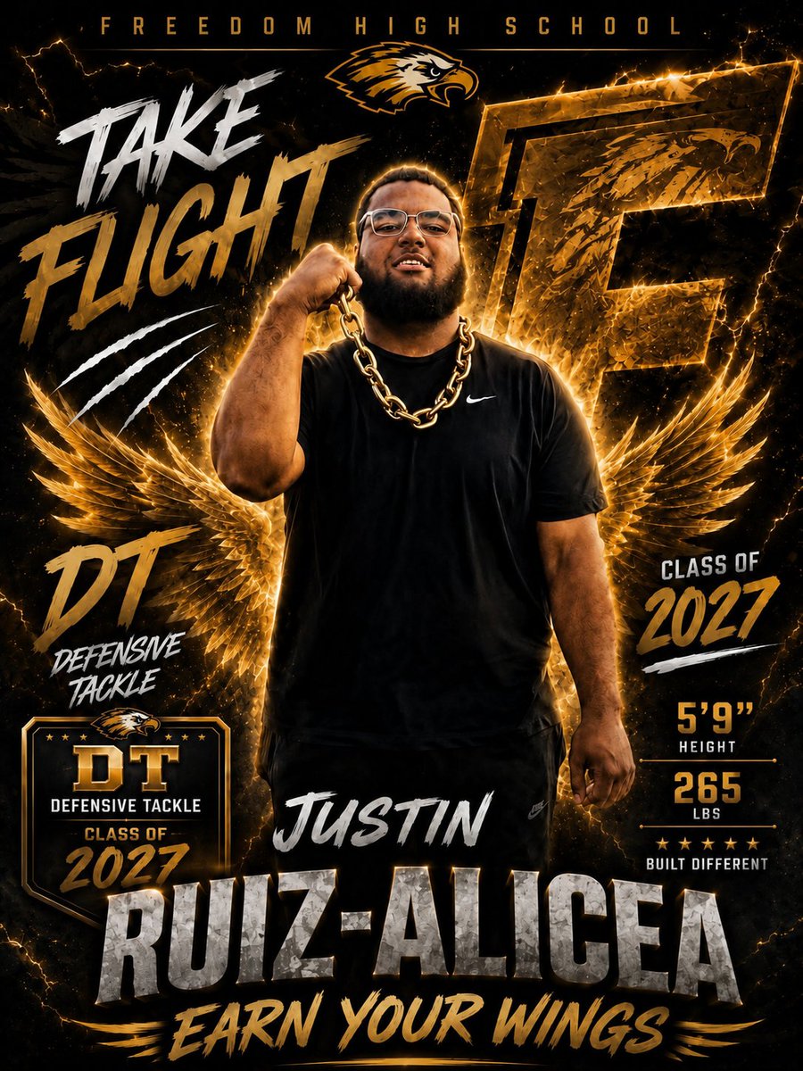 FreedomWB_FB's tweet photo. Justin Ruiz-Alicea earned his wings as our #SoarEagle athlete of the month. He's attended every workout this year and his max squat improved 50 lbs. amongst other numbers. Justin takes pride in getting his teammates going and has been a sparkplug for the program. #TakeFlight✈️ https://t.co/SLcp8homu3