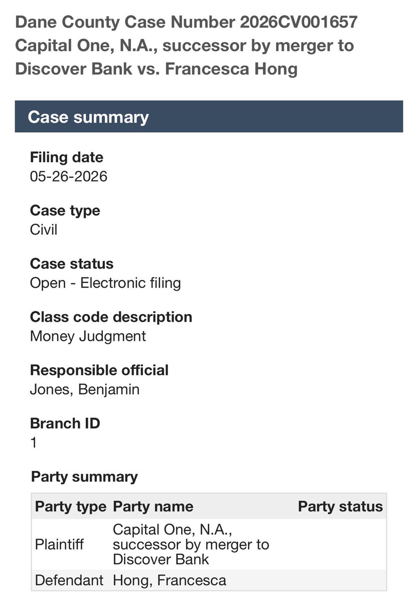 actuallyBG's tweet photo. This can't possibly be a conflict of interest, right?

Francesca Hong endorsed the judge who will decide the fate of her $30k credit card debt in his election two months ago https://t.co/9nDnmLUPNz