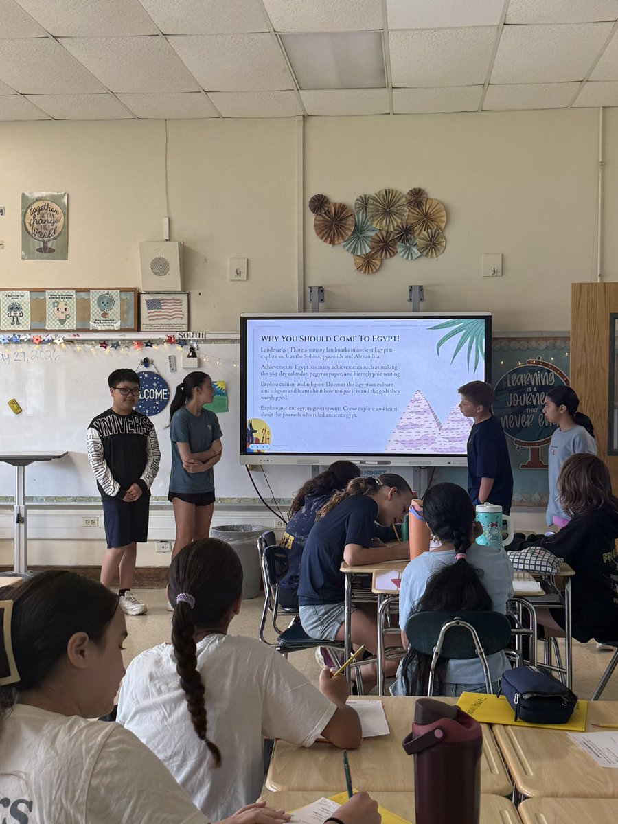 MsKSchnabel's tweet photo. Last week—we rocked our group presentations! Each group presented their travel package on one of the ancient civilizations we learned about. The class got to pick which civilization they would choose for their vacation! #WeAreBethpage  @BethpageUFSD @JFK_Bethpage @BethpageSSDept https://t.co/w0RAisqQgZ