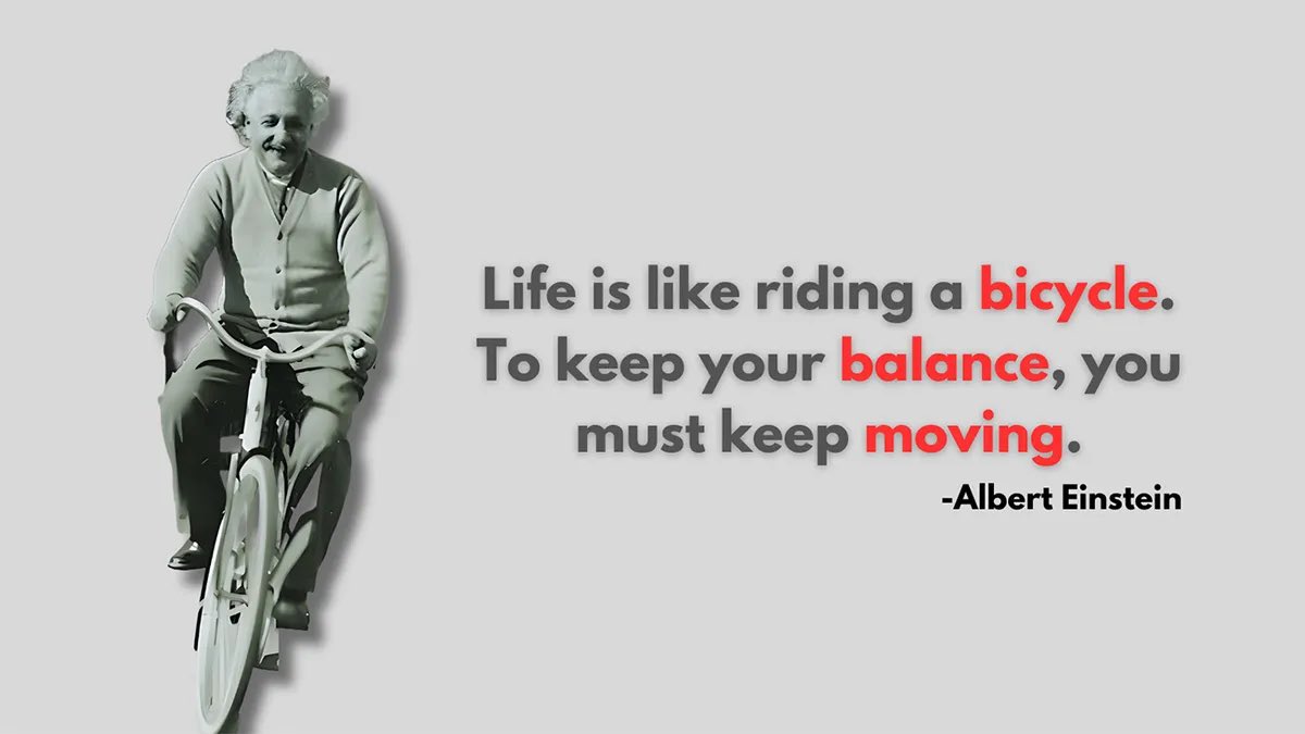 MencobaBelajar's tweet photo. Einstein bilang hidup itu kayak naik sepeda. Dan bener banget. Yang bikin kita tetap berdiri bukan kekuatan, tapi keberanian buat terus kayuh. Selamat Hari Sepeda Sedunia. 🚲 #WorldBicycleDay #HariSepedaSedunia #mbljr https://t.co/H6NRBgTu1I