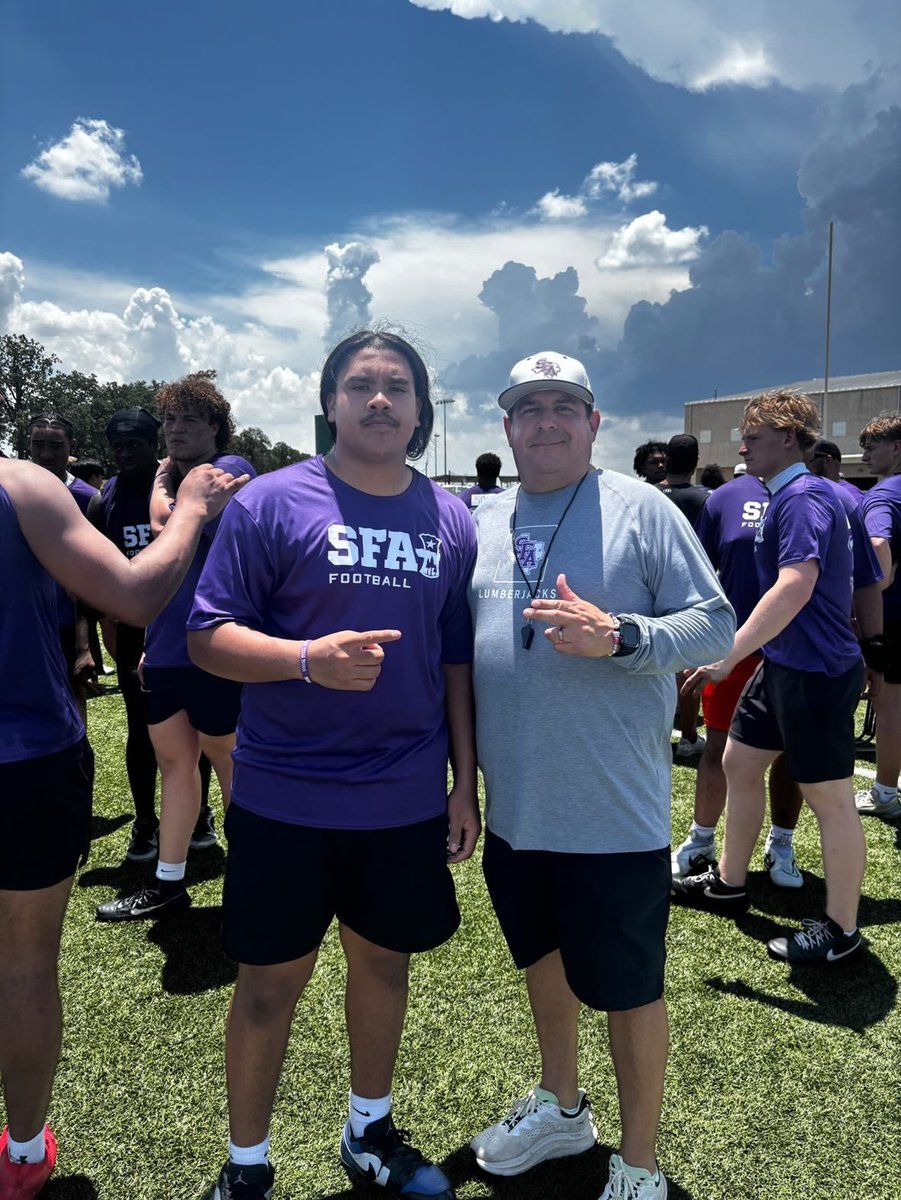 CharlieHussle09's tweet photo. Thank you SFA and @coach_salgado for the invite. Had fun today and I hope to hear from you guys in the near future. #LDbellrecruit #Raiders #SFA #GoBlue https://t.co/67gDm8mvwi