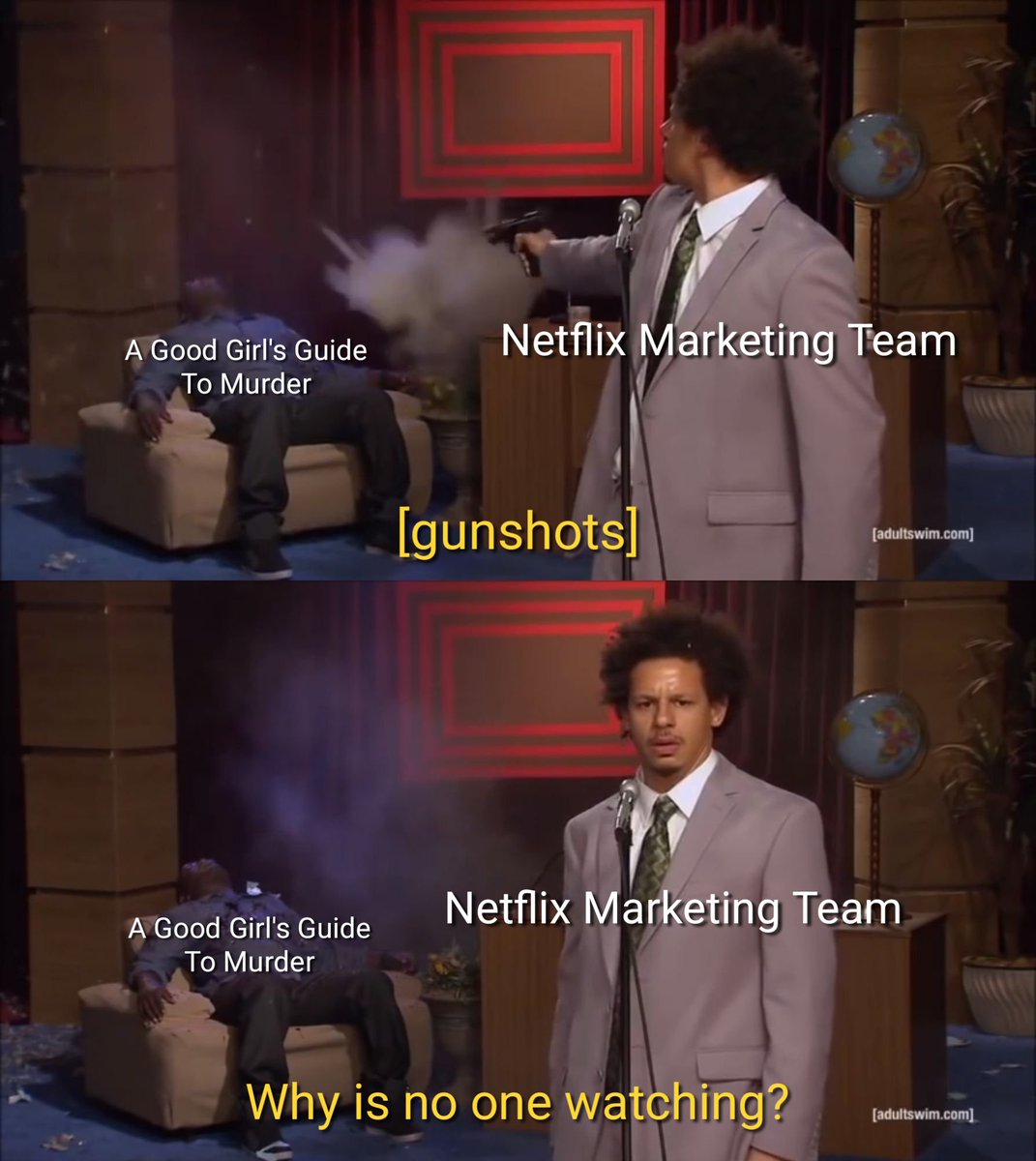 chappellofliv's tweet photo. yeah that's what happens when you give a show zero fucking promotion and then act like it's the show's fault for pulling in low numbers https://t.co/sMuypQfhT7