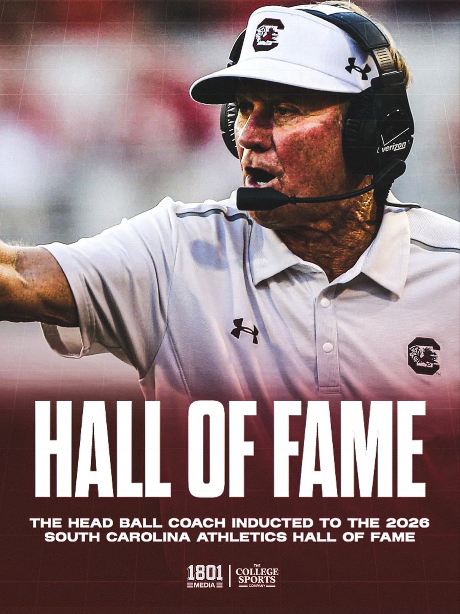 1801MediaCo's tweet photo. HEAD BALL COACH ➡️ GAMECOCK ATHLETICS HALL OF FAME

It has been announced that @SteveSpurrierUF will be inducted into the Gamecock Athletics Hall of Fame in the 2026 Class🐔🤙

CONGRATULATIONS COACH! https://t.co/Rfe2lTkRN5