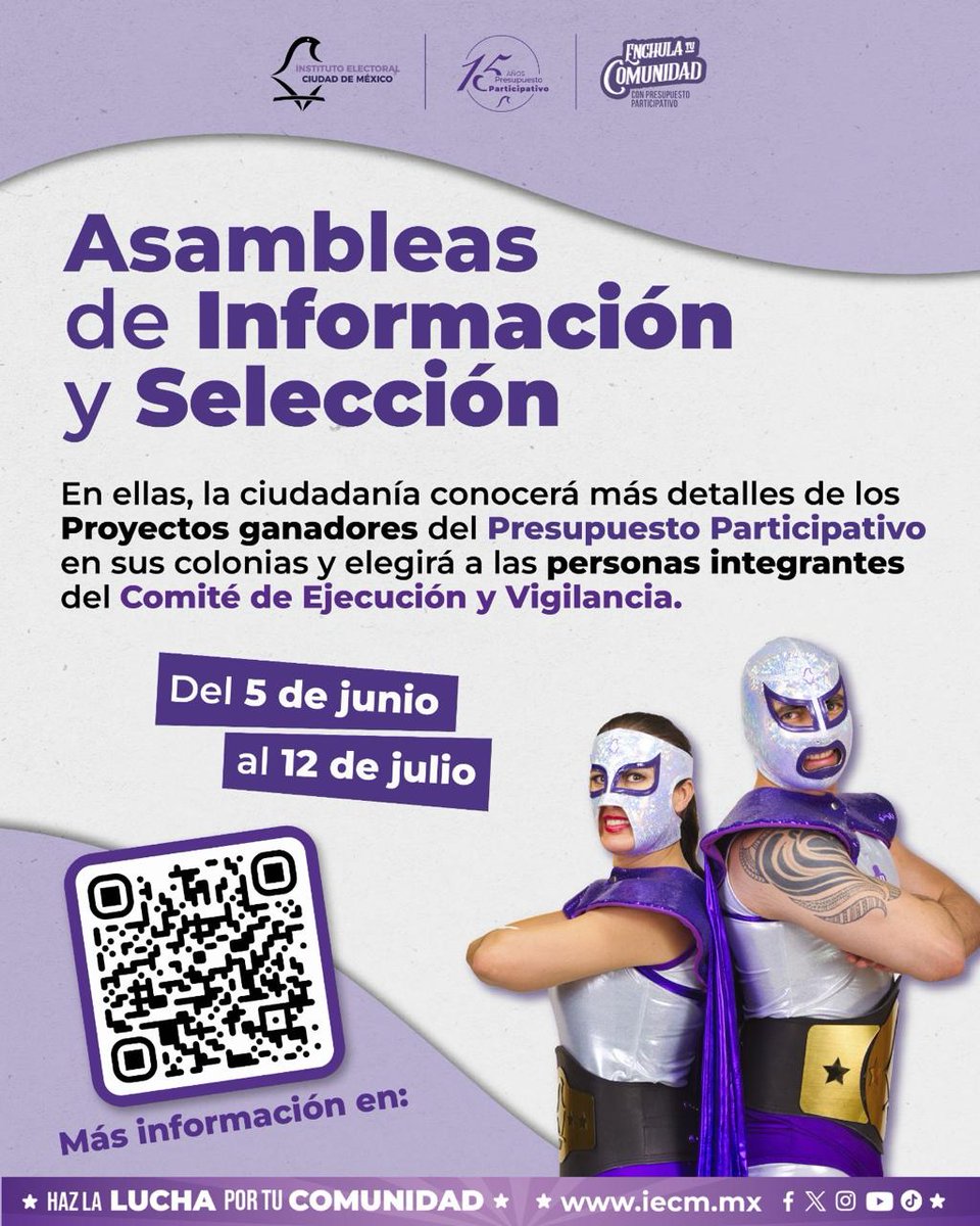 Distrito27IECM's tweet photo. Del 5 de junio al 12 de julio se realizarán las Asambleas de Información y
Selección, en las que podrás conocer pormenores del proyecto de Presupuesto Participativo 2026 y 2027 ganador en tu colonia y elegir a las personas que darán seguimiento a su realización. https://t.co/4tNb5LKAk8