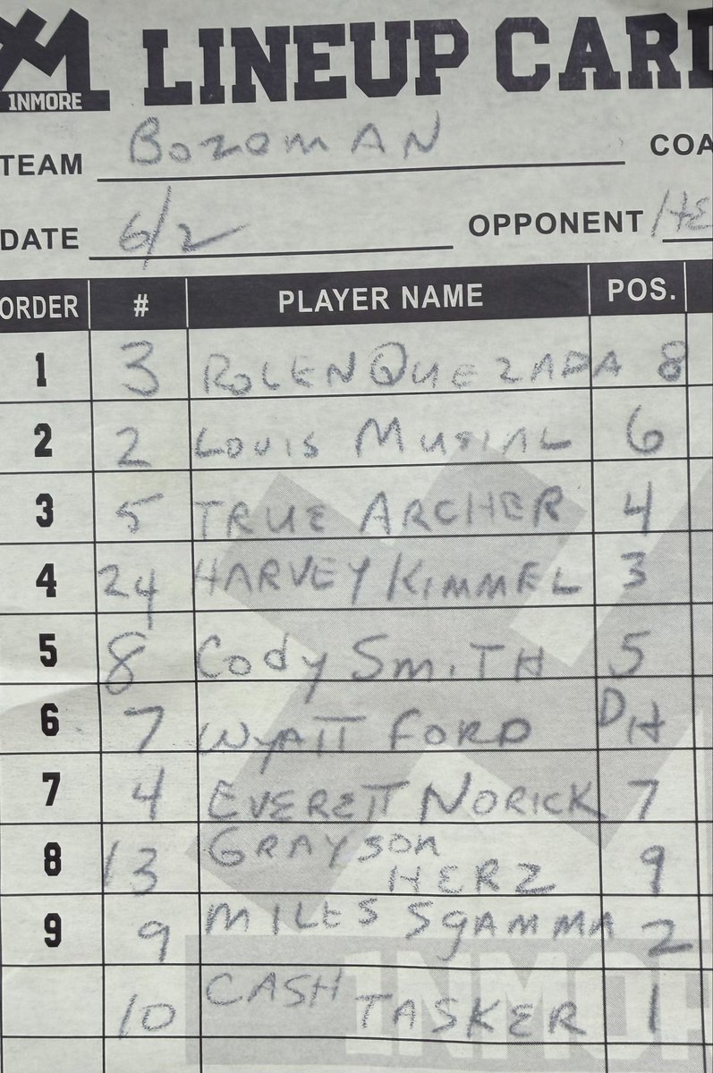 IR_DanielS's tweet photo. Welcome to Kindrick Legion Field and the opening of Montana/Alberta American Legion Baseball Class AA conference play

Helena Senators (22-1) and Bozeman Bucks (0-0)

Bucks roster made up of Gallatin &amp; Bozeman High players fresh off MHSA state tourney apps

Lineups ⬇️

#mtscores https://t.co/KQywWxX73l