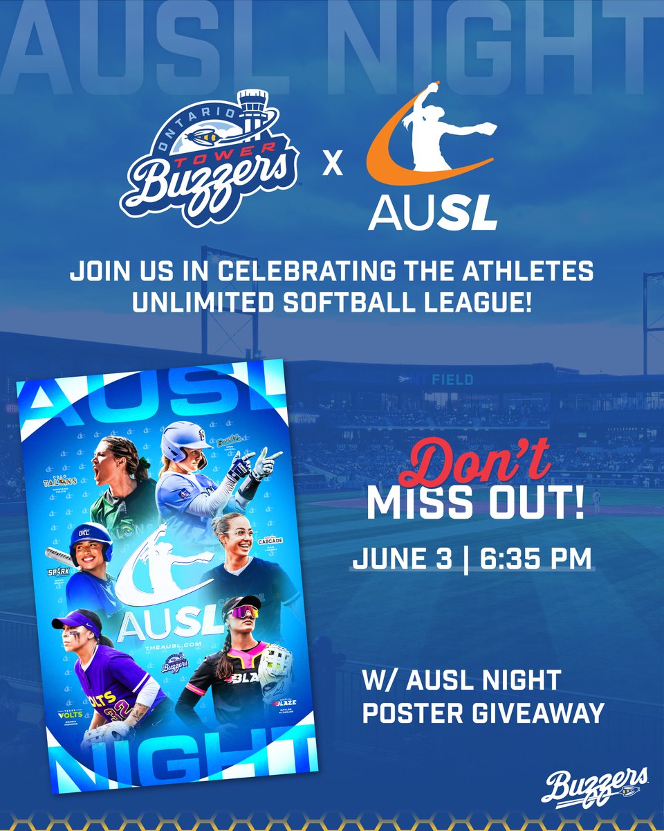 towerbuzzers's tweet photo. AUSL Night is tomorrow!🥎

Exclusive AUSL poster giveaway while supplies last https://t.co/KTCjPDxnwQ