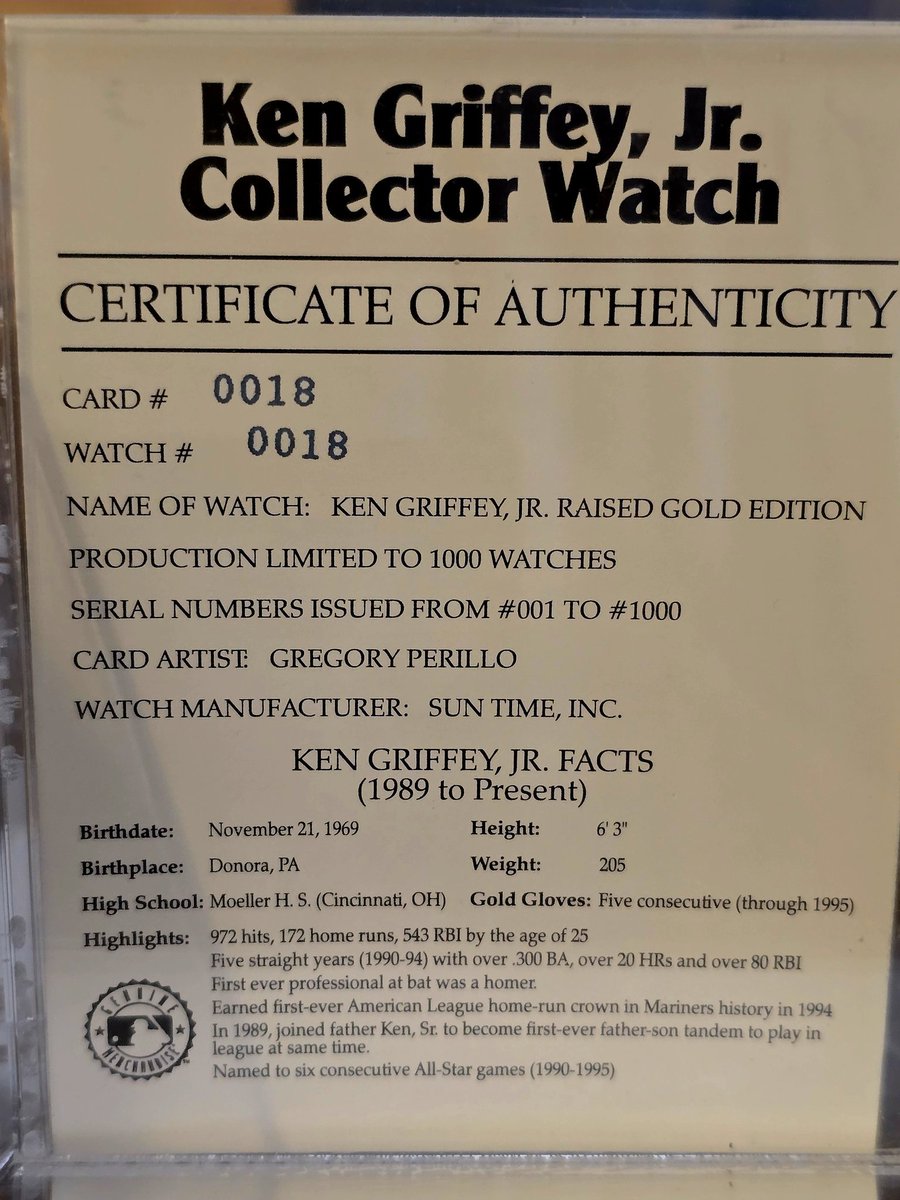 I give you the 1996 Avon Gold Griffey watch. Complete with store
