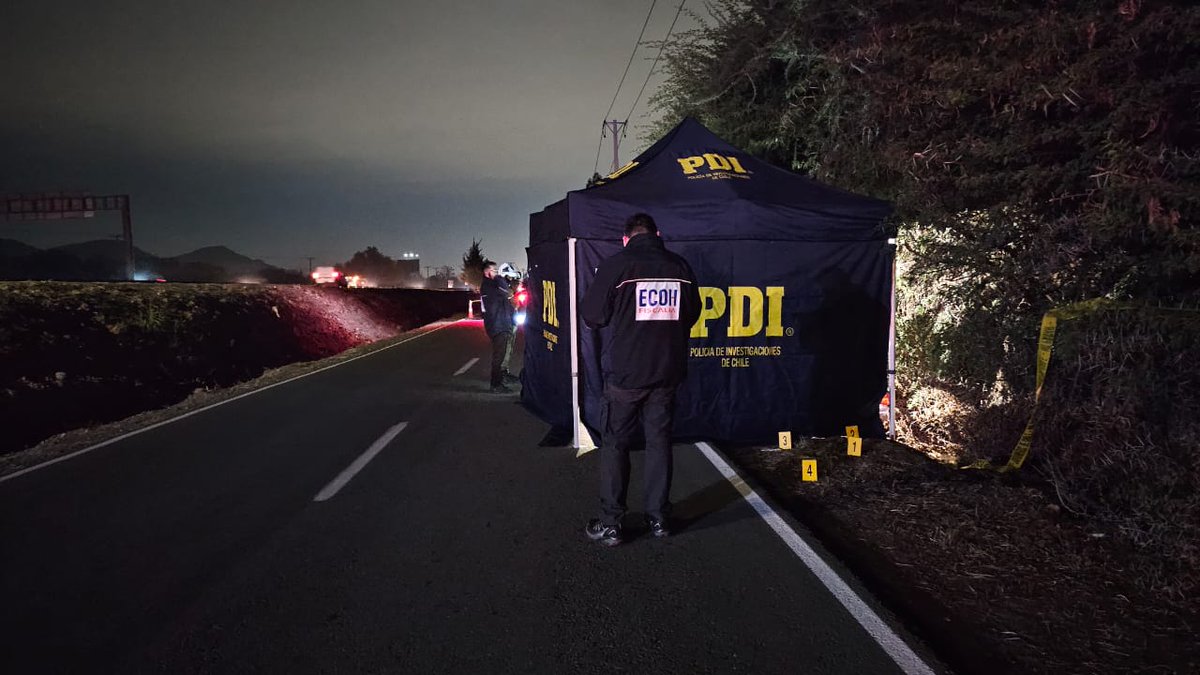 ECOH_FiscaliaRM's tweet photo. @ECOH_FiscaliaRM se trasladó hasta el kilómetro 31 de la Ruta 5 Norte por el homicidio de un hombre que fue encontrado envuelto en una tela, atado de manos y piernas, con al menos dos impactos de bala. https://t.co/mKpxGh6V7q