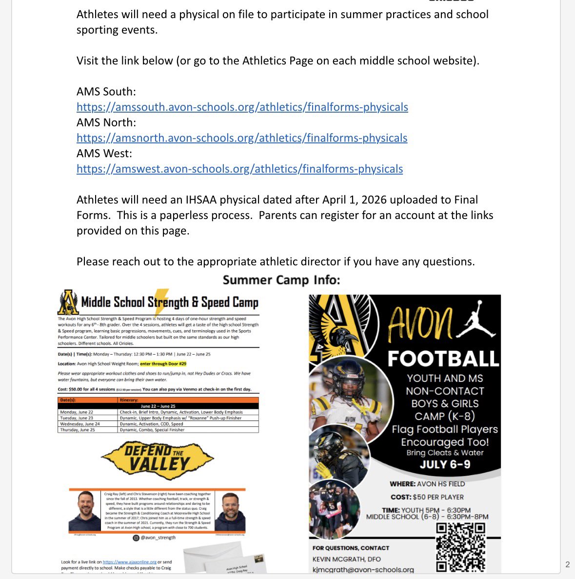 AMSWAthletics's tweet photo. 🏈 Calling all incoming 7th &amp; 8th grade Orioles! 🏈

Get ready for the upcoming football season! Check out the information below regarding Avon football summer workouts. This is a great opportunity to build skills and connect with teammates before the season begins. https://t.co/LlzntNmbtf