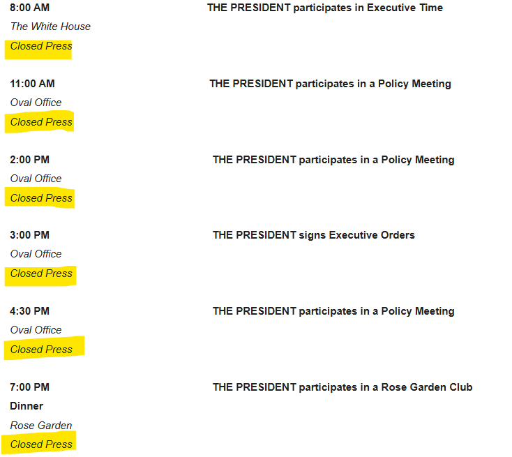 jamiedupree's tweet photo. Trump on Wednesday has another day without any scheduled public events.  Very unusual for him. https://t.co/KCJqsUKdvO