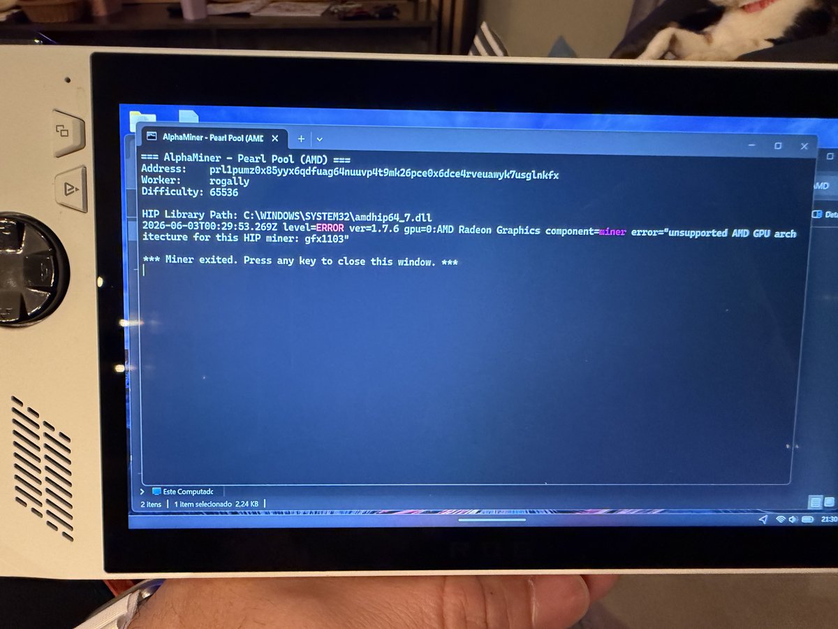 fecoxa's tweet photo. 🚨UPDATE:
Não da pra minerar PEARL no ROG Ally 😂 https://t.co/i4cKWc99ly