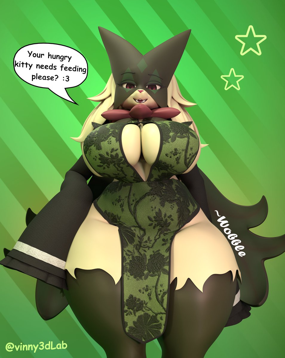 vinny3dLab's tweet photo. Look at this Meowscarada… What have you been feeding her?! 😭💚She turned out way too cute and now she’s begging for more :3 https://t.co/oMFWGSXdIB