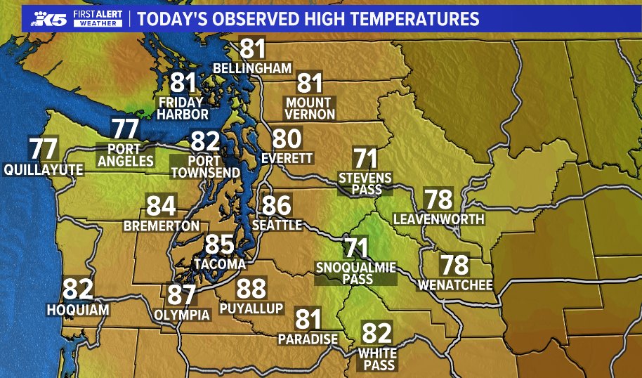 ParellaLewis's tweet photo. WARMEST DAY OF THE YEAR SO FAR- all Sea-Tac had to do was get above 82 degrees and it did. Big cool down starts tomorrow. https://t.co/nIdIl5GFLc