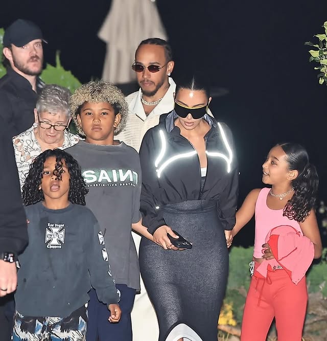 Lewis Hamilton and Kim Kardashian stepping out together for Scott Disick's  birthday dinner at Nobu Malibu. Kris Jenner and Lewis' mum Carmen were both  there too