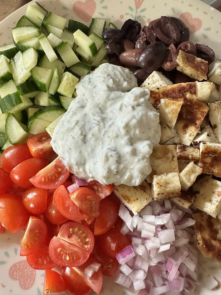 fisherco's tweet photo. Tonight we have:
Greek Bowls 

We brought halloumi cheese with us from Minnesota so my Dad could try it. 

Recipe: 
https://t.co/BcgPdl67HY https://t.co/OllkxXo5wE