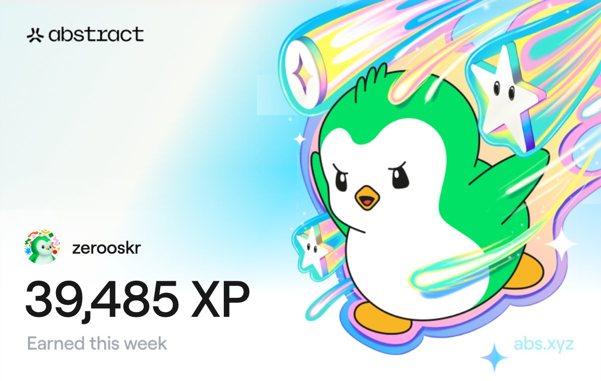 zerozero_e's tweet photo. Happy XP Day~

I just earned 39,485 XP on @AbstractChain! 🎉 https://t.co/w01Ubff3V7