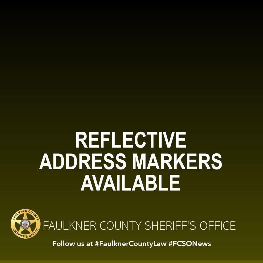 CountyFaulkner's tweet photo. The Faulkner County 911 Addressing Office has a limited number of unclaimed 911 address markers remaining from the sign order completed last year being made available to residents. More: https://t.co/yhKZjiH5LW

#FaulknerCountyLaw #FCSONews https://t.co/3en8DW3dzA