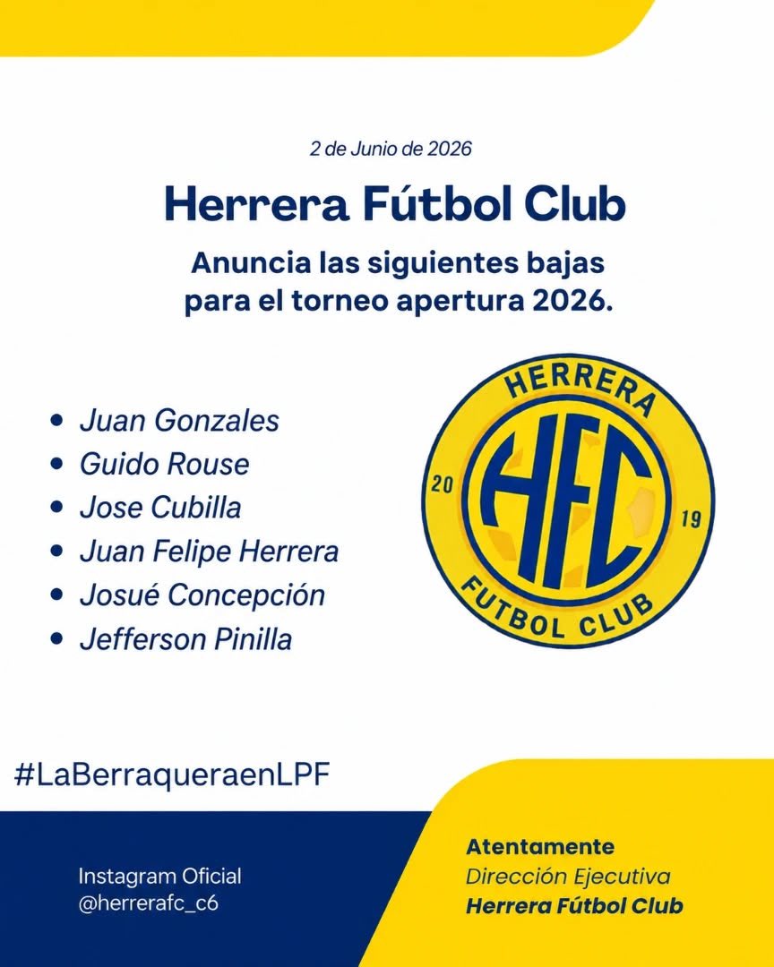angelakarina15's tweet photo. El Herrera FC confirma más bajas para el próximo torneo. https://t.co/SivfZp4jpF