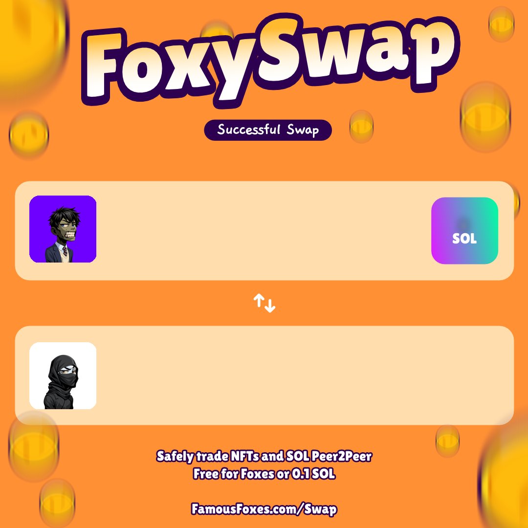 fffsales's tweet photo. New swap completed! @FamousFoxFed #FamousFoxes
Use FoxySwap for secure P2P swaps. https://t.co/ozQQOdNhdG