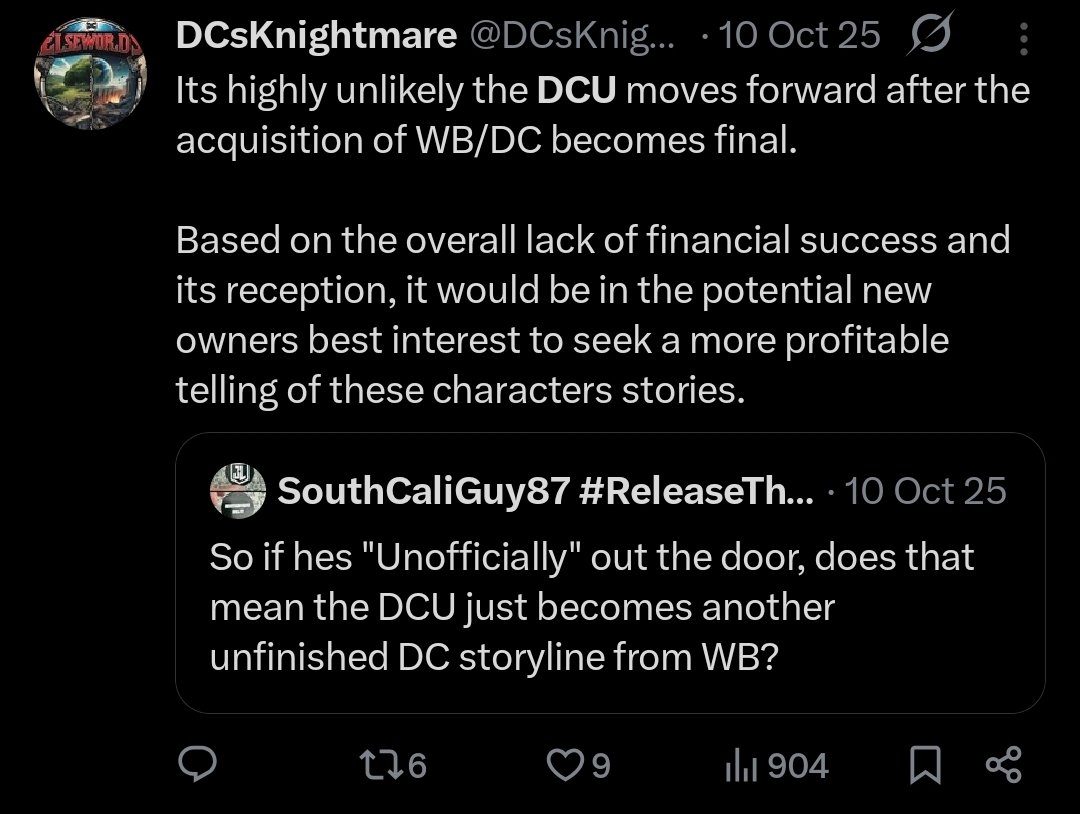 DCsKnightmare's tweet photo. R.I.P DCU 

Bye 👋 https://t.co/9AjkAhGMia