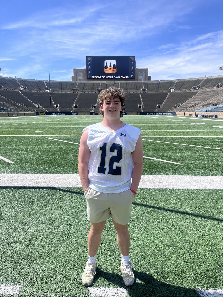 Drake_Golenor's tweet photo. Had a blast at the @NDFootball Specialist Mega Camp! Charted 7/10 strikes on punt snaps. Thank you to @CoachBiagi and @Marcus_Freeman1 for putting on a great camp! @theBAFootball @cpw_BA @MattOverton_LS @JamesWilhoit25 https://t.co/svFyUIvT6W