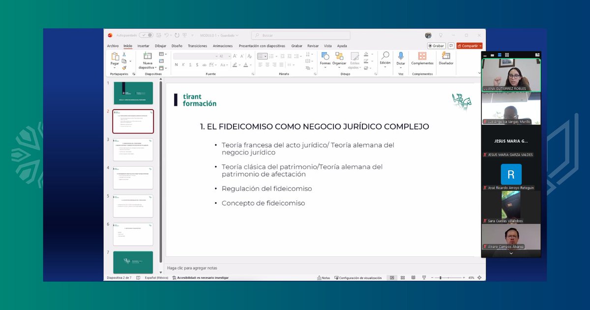 IIJNoficial's tweet photo. Inauguración | Curso E-Learning: Aspectos Prácticos del Fideicomiso (2ª Edición) 💻📜

Damos la bienvenida a las y los participantes de este programa virtual organizado por Tirant Formación, el #CNCDMX y el #IIJN. 🎓

El Lic. Jesús María Garza Valdés (Not. 26) encabezó la apertura, dando paso a la primera cátedra de la Lic. Liliana Gutiérrez Robles (Not. 44) sobre "Aspectos Generales del Fideicomiso". ⚖️🚀

#Fideicomiso #Elearning #CDMX