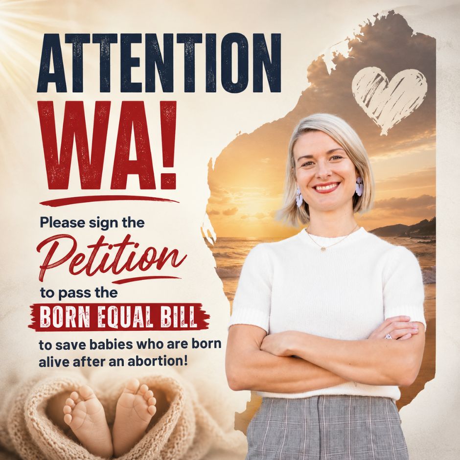 RightToLifeAust's tweet photo. Calling all West Aussies - The 'Born Equal' e-petition closes this Friday, 5 June 2026.  

Please sign the  Parliamentary ePetition calling on the WA Government to pass Maryka Groenwald MLC's Born Equal - Care and Protection Bill 2025!

https://t.co/KY1r7K87wq https://t.co/6qtO80Sg20