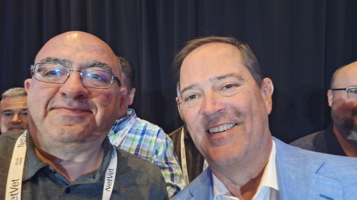 yasserauda's tweet photo. Day 3 #CLUS #CiscoLive
I was in private session for CCIE NetVet Q&A with Cisco CEO and Cisco Executives.
During the session I explained my concerns about CCIE R&S AI Module 3 to Oliver Tuszik the Executive Vice President of Global Sales and Chief Sales Office.
@CiscoCommunity https://t.co/q1LcAMo3t0
