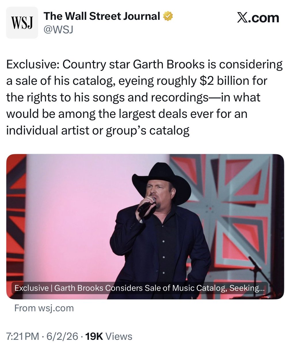 CommitedTeacher's tweet photo. @ESPNMcGee 

In case you’re looking for an investment opportunity.  
(I’m not sure if this includes the entire Chris Gaines Catalog as well). https://t.co/XpPQl4UeRV
