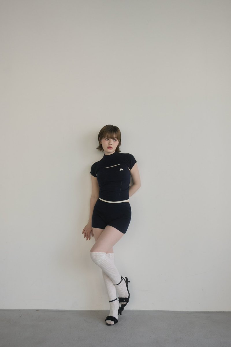 Mia layered set up color gray/navy ¥16,500-tax in さらりとした