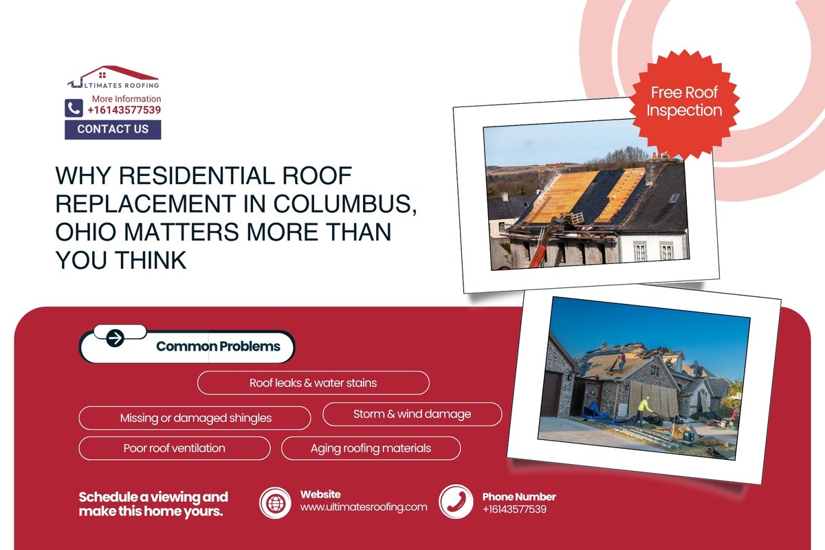 Ultimates247's tweet photo. Homeowners in Downtown Columbus, Ohio your roof takes a beating year-round.

That’s why residential roof replacement in Columbus Ohio is key to protecting your home &amp; savings.

Need a trusted roofing contractor near me?
#RoofReplacement #ColumbusOhio #RoofingCompanyNearMe https://t.co/aGaYb5ZvxZ