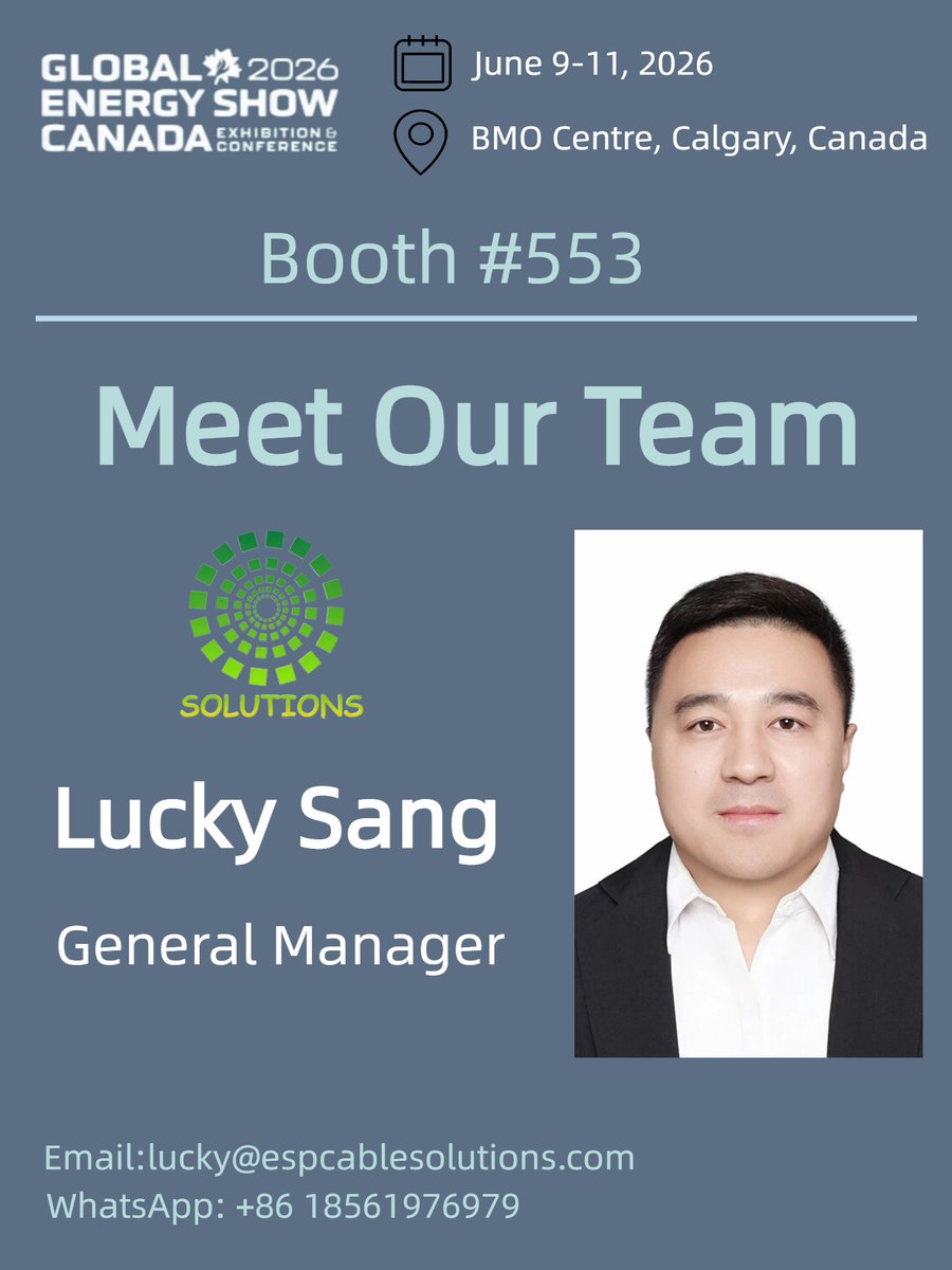downholecable's tweet photo. Our General Manager Lucky Sang will be attend to Global Energy Show Canada 2026, June 9-11 ,BMO Centre,Calgary, Canada . Welcome to visit our Booth #553 , Let us have a happy  talking .
#downholecompletion #Canadaoilfieldservice #GESC26 #oilfieldsupplychain #downholeservice https://t.co/xUi81HuQxA