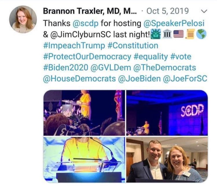 PamthePuppet's tweet photo. This is who @henrymcmaster & @PamelaEvette appointed Public Health Director.
-Donated to Biden DURING Pandemic.
 -Ran all COVID vaccine campaigns in SC. 
-Put her infant in COVID vaccine trials… 
-Pushed mask mandates & shutdowns. 
-Called for Trump to be impeached.   
She was appointed by "McMaster-Evette" Admin. We know exactly what a "Evette-McMaster" Admin will do. #SCpol #scgov #SCGOP