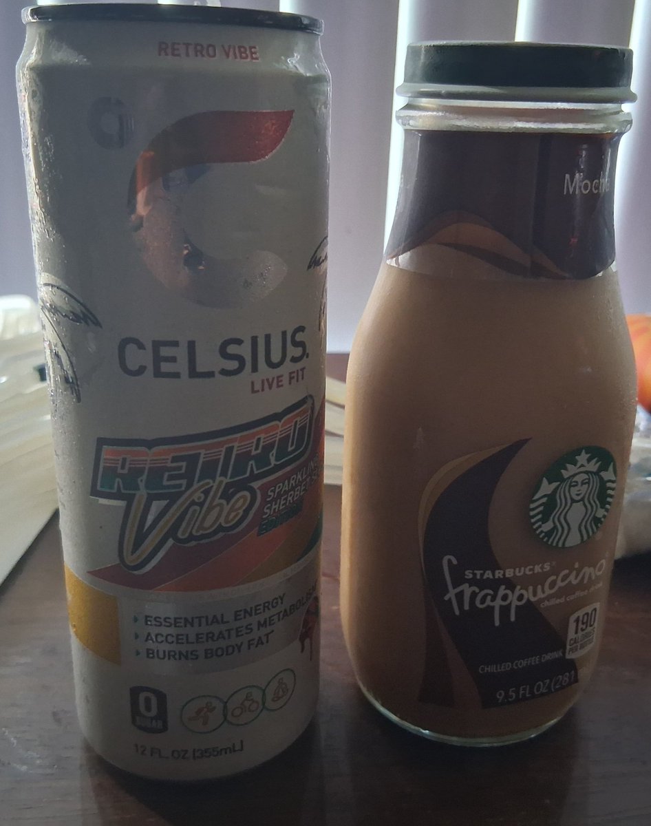 bluerizzle_brad's tweet photo. I also bought a #CelsiusRetroVibe and a #StarbucksFrappucino from a #vendingmachine https://t.co/4QVyyY9XVQ
