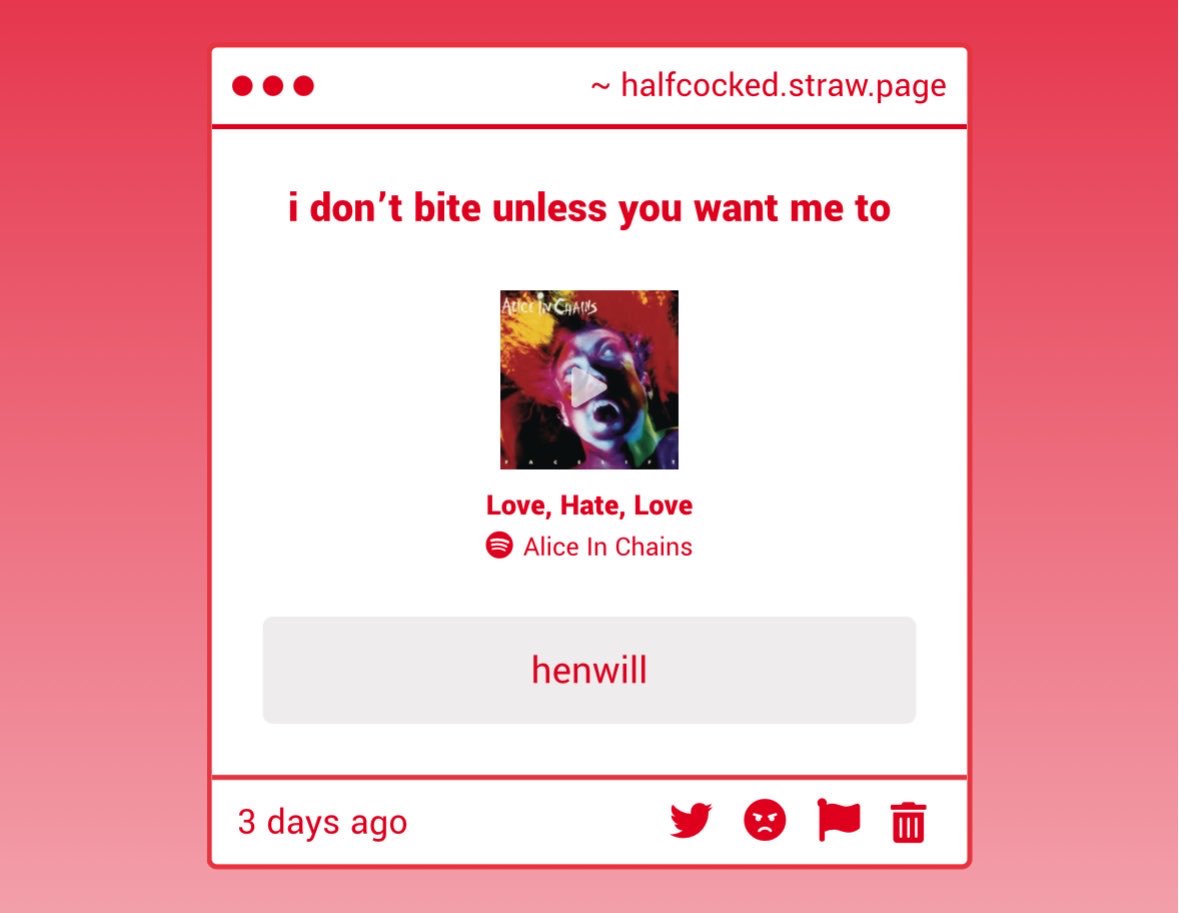half___cocked's tweet photo. alice in chains… omg yes… also i’m sorry i haven’t checked my strawpage in a while! https://t.co/ZSG2QiBDqV