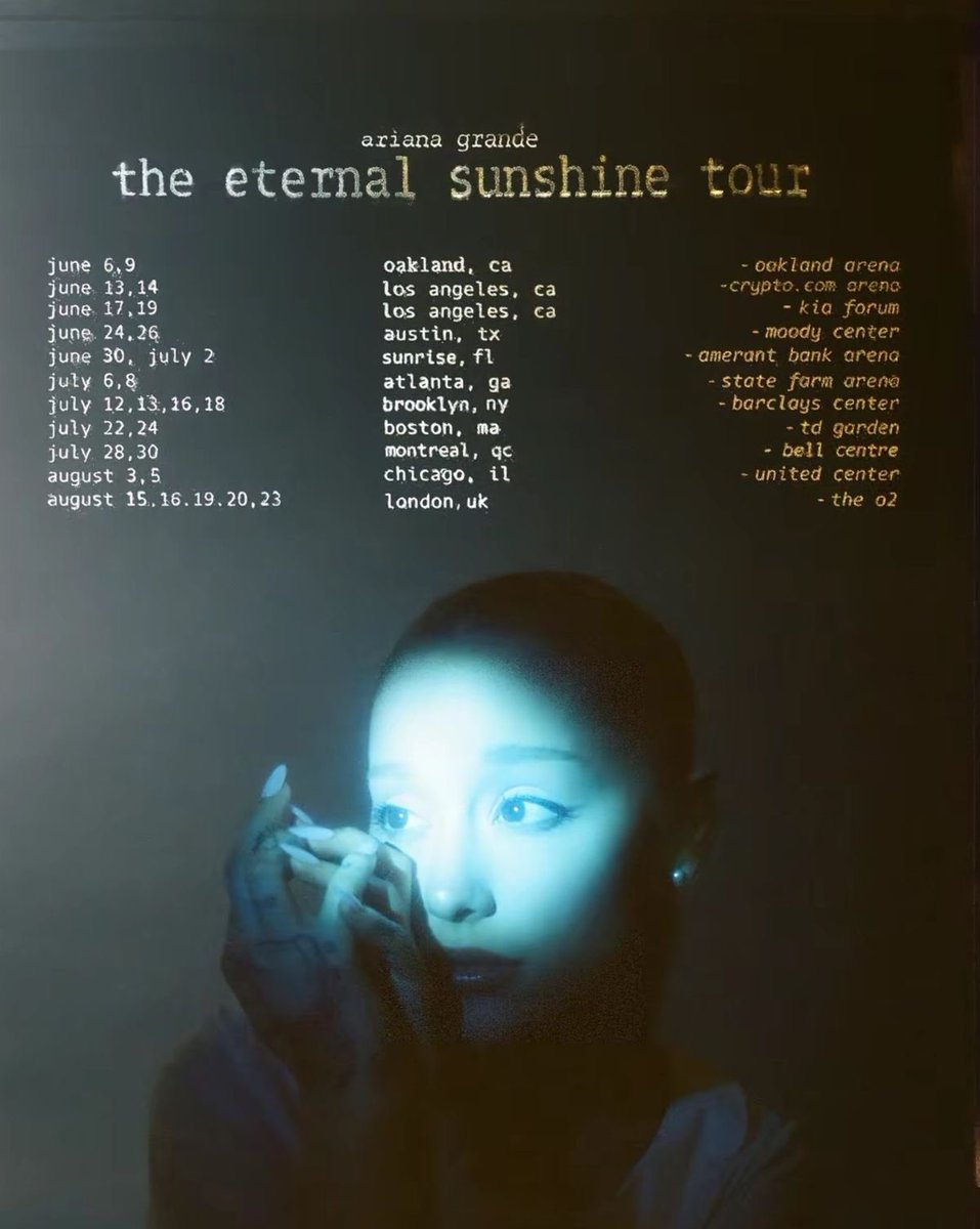 arianaversebr's tweet photo. 🚨NOVAS DATAS  

- De acordo com o merchandising oficial de Ariana Grande, 3 novas datas serão adicionadas à Eternal Sunshine Tour no mês de agosto. https://t.co/5wKLE2CiBx
